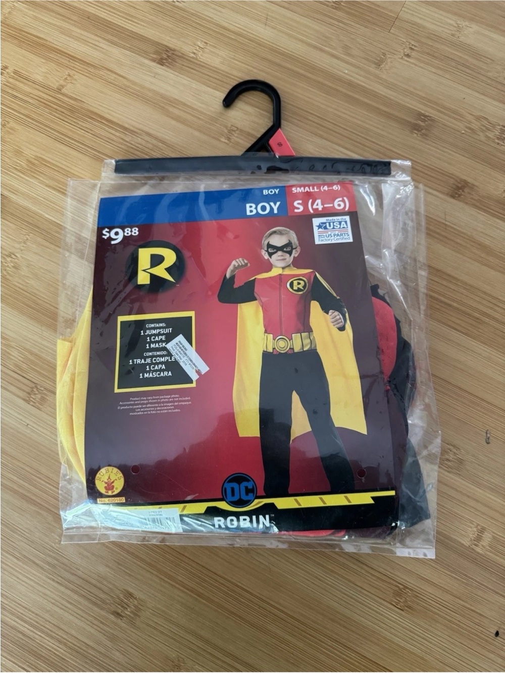NWT Boys Robin Halloween Costume Batman Superhero Size Small 4/6 DC Batman